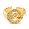 Flat Round Cubic Zirconia Open Cuff Rings RJEW-U008-37G-2