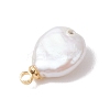 Natural Keshi Pearl Flat Round Charms PALLOY-JF05077-01-5