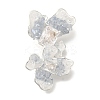 Brass Clear Cubic Zirconia & Glass Flower Connector Charms KK-K388-63S-1