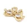 Rack Plating Brass Pave Cubic Zirconia Butterfly Connector Charms KK-Z064-36G-01-2