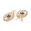 Resin Evil Eye Dangle Stud Earrings with Acrylic Pearl Beaded LS-EJEW-J045-04KCG-3