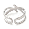 Non-Tarnish 304 Stainless Steel Hollow Open Cuff Ring for Women RJEW-I098-18P-3
