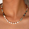 Potato Natural Freshwater Pearl & Rondelle Mixed Stone & Brass Beaded Necklaces for Women VY0852-1
