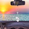 Plush Cloth Fabric Round & Polymer Clay Rhinestone Heart Pendant Hanging Ornament HJEW-DR00080-6