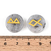Brass Elder Futhark Alphabet Engraved Symbol Flat Round Natural Labradorite Rune Stones G-I373-01K-3