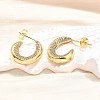 Brass Micro Pave Clear Cubic Zirconia Stud Earrings for Women EJEW-U056-04B-G-2