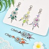 10Pcs 5 Styles Starfish Turtle Synthetic Turquoise & Alloy Pendant Decoration HJEW-FZ00041-6