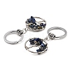 Natural Lapis Lazuli Flat Round with Tree of Life Pendant Keychain KEYC-E023-03N-2