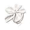 Flower 304 Stainless Steel Open Cuff Ring for Women LS-RJEW-R006-03P-01-4