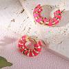 Enamel Striped Thick Hoop Earrings JE1110E-4
