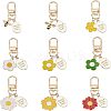9Pcs Alloy Enamel Pendants Keychains HJEW-NB0001-52-1