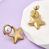 201 Stainless Steel ABS Plastic Pearl Stud Earrings EJEW-Z151-13G-05-2