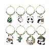 8Pcs 8 Styles Panda Alloy Enamel Wine Glass Charms AJEW-JO00211-1