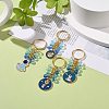 4Pcs Flat Round/Spaceman Alloy Enamel Pendant Keychain KEYC-JKC00412-03-2