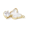 Brass Micro Pave Cubic Zirconia and Glass Connector Charms KK-F892-48G-01-2