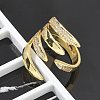 Brass Micro Pave Clear Cubic Zirconia Cuff Rings RJEW-M029-03G-5