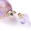 Natural Amethyst Openable Perfume Bottle Pendant Necklaces NJEW-G325-01G-5