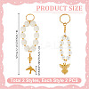 4Pcs 2 Style Glass & CCB Plastic Keychain KEYC-GA00005-2