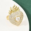 Brass Micro Pave Clear Cubic Zirconia Cuff Rings RJEW-P155-04B-G-3
