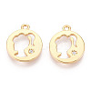 Brass Micro Pave Clear Cubic Zirconia Pendants KK-T078-09G-01-1