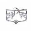 Non-Tarnish 304 Stainless Steel Moon and Star Open Cuff Ring RJEW-T023-32P-1