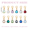 12Pcs Alloy Glass Pendant Decorations HJEW-LP00029-2