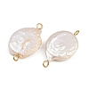Natural Freshwater Pearl Keshi Pearl Flat Round Connector Charms STAS-D378-12G-2