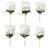 Cloth Rose Flower Boutonniere Brooch with Rhinestone AJEW-WH0258-294C-2