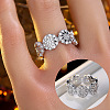 Brass Micro Pave Clear Cubic Zirconia Finger Rings WG1FDEB-01-1