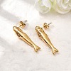 304 Stainless Steel Fish Stud Earrings EJEW-K268-49G-2