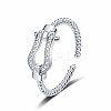 Brass Micro Pave Clear Cubic Zirconia Open Cuff Rings for Women RJEW-R005-06P-4
