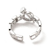 Clear Cubic Zirconia Ring with Nail Open Cuff Ring RJEW-C041-14P-3