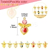 40Pcs 8 Colors Golden Alloy Glass Pendants PALLOY-FS00025-5