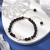 Adjustable 6mm Round Natural Lava Rock Braided Bead Bracelets BJEW-JB10615-01-2
