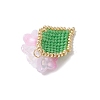 Handmade Glass Seed Beaded Flower Pendants PALLOY-MZ00794-01-4