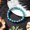 Halloween Dyed Synthetic Turquoise Skull & Round Beaded Stretch Bracelets for Men Women BJEW-JB12255-02-1