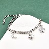 316 Surgical Stainless Steel Moon Heart Star Charm Bracelets BJEW-C125-11P-4