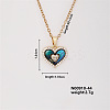 Vintage Brass Micro Pave Cubic Zirconia Heart Pendant Necklace for Women MF6183-2-1