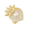 Brass Micro Pave Clear Cubic Zirconia Cuff Rings RJEW-P155-04A-G-4