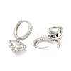 Heart Brass Micro Pave Clear Cubic Zirconia Huggie Hoop Dangle Earrings for Women AJEW-U003-01P-2