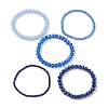 5Pcs 5 Styles Faceted Round Glass Beaded Stretch Bracelet Sets BJEW-JB10423-04-4