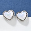 304 Stainless Steel Shell Heart Stud Earrings for Women EJEW-Z095-02P-1