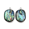 304 Stainless Steel Pave Natural Paua Shell Pendants STAS-Z125-01B-P-1