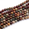 Natural Polychrome Jasper/Picasso Stone/Picasso Jasper Round Bead Strands X-G-J303-16-4mm-1