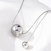 304 Stainless Steel Round Ball Pendant Snake Chain Necklaces LS-NJEW-U028-03P-2