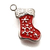 Christmas 304 Stainless Steel Red Enamel Charms STAS-L022-468P-1