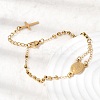304 Stainless Steel Saint Benedict Cross Link Bracelets for Women BJEW-K295-02G-3