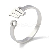 Non-Tarnish Constellations 304 Stainless Steel Open Cuff Ring for Women RJEW-L122-001P-09-1