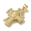 Cross Rack Plating Brass Micro Pave Clear Cubic Zirconia Pendant KK-U019-19G-2