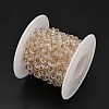 Handmade 304 Stainless Steel Glass Beads Rondelle Link Chains CHS-B011-07G-2